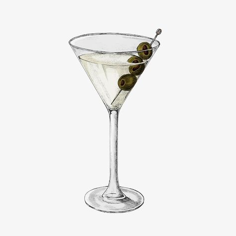 Free vector hand drawn glass of cocktail | Free Vector #Freepik #freevector #etching #vintage-sketch #engraving #vintage-drawing Vodka Drawing, Martini Sketch, Cocktail Drawing, Cocktails Drawing, Cocktails Clipart, Gin Martini, Cocktail Images, Cocktails Vector, Cocktail Illustration