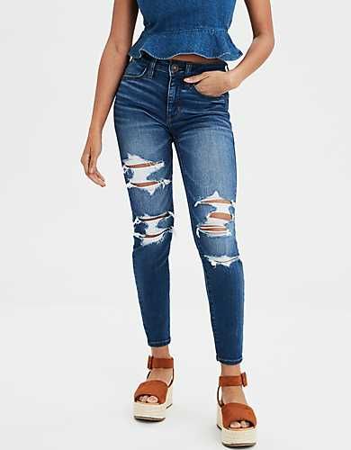 AE Ne(X)t Level High-Waisted Jegging American Eagle Jeans Ripped, Cute Ripped Jeans, Jeans Heels Outfit, Mens Designer Jeans, White Chinos, Womens Jeggings, Jeans Outfit Women, Heels Outfits, Jeans Ripped