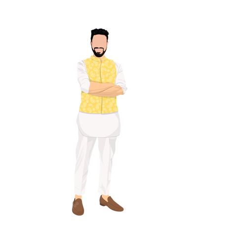 Haldi Outfit Groom, Kurta Illustration, Mehendi Caricature, Haldi Caricature, Groom Kurta, Indian Wedding Groom, Groom Indian Wedding Outfits, Graphic Wedding Invitations, College Assignment