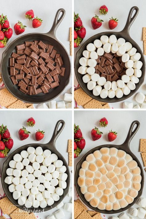 This easy ooey-gooey s’mores dip is the perfect treat that combines combines creamy chocolate, fluffy marshmallows, and graham crackers to make the most delicious treat ready in under 10 minutes! The cast-iron pan keeps it hot while you eat it!