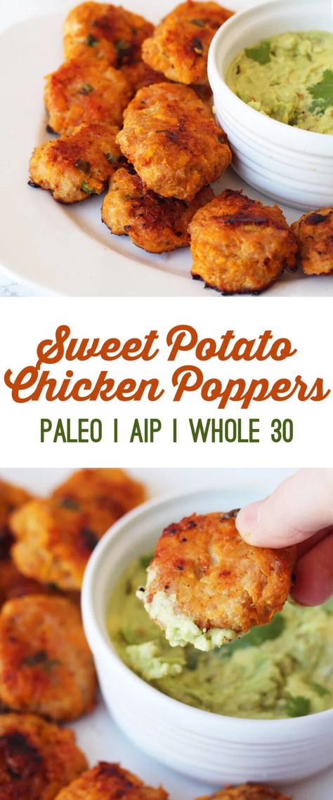 Sweet Potato Chicken, Chicken Poppers, Potato Chicken, 100 Calorie, Resep Diet, Aip Recipes, Paleo Snacks, Recipe 30, God Mat