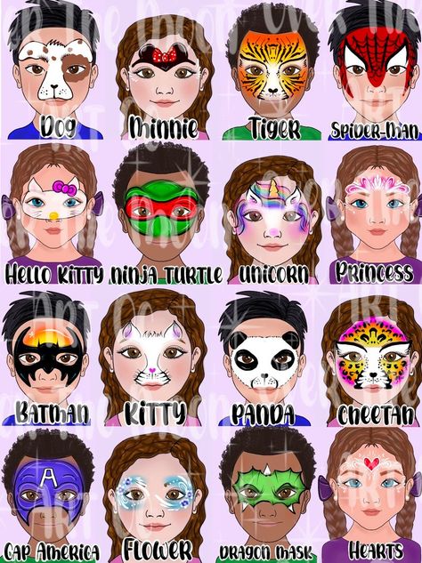 Face Painting Menu Board Digital Fast Faces Easy Face Painting Ideas - Etsy