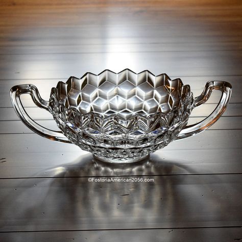 Fostoria American Handled Bowl American Fostoria, Fostoria American, Fostoria Glass, American Pattern, Pattern Glass, Centerpiece Bowl, Glass Company, Bowl, Glass