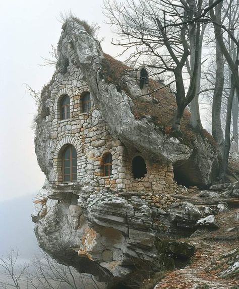 Storybook Homes, Fantasy Land, Unusual Homes, Unique Buildings, Stone Cottage, Fantasy House, Fantasy Places, Haunted Places, Old Stone