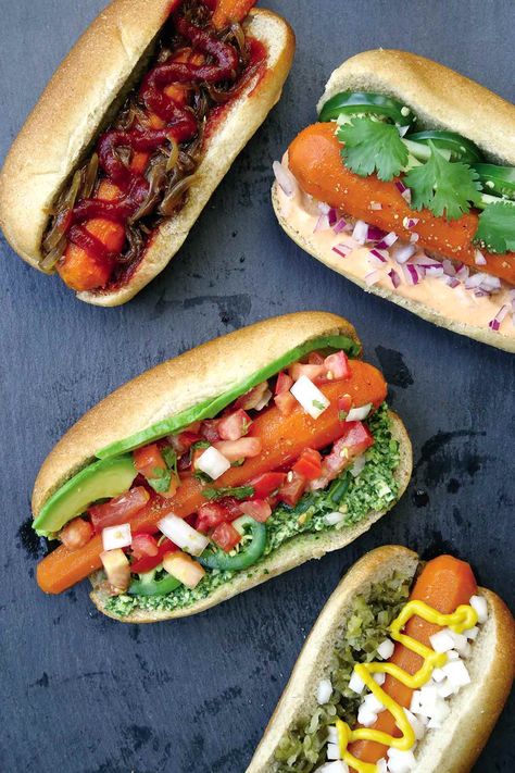 Carrot Hot Dog, Hotdogs Recipes, Carrot Hot Dogs, Hot Dog Recipe, Edgy Veg, Carrot Recipe, Vegan Hot Dog, Carrot Dogs, Bulgur Salad