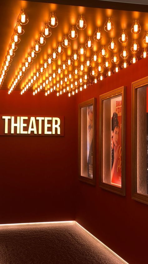 Theatre Room Aesthetic, Art Deco Movie Theater, Cinema Hall Aesthetic, Retro Stage Design, Cinema Theatre Aesthetic, Vintage Cinema Aesthetic, Theatre Interior Design, Movie Theatre Aesthetic, Theatre Restaurant