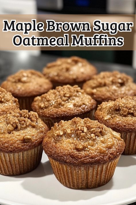 Delicious Maple Brown Sugar Oatmeal Muffins Recipe for Busy Mornings! Maple Oatmeal Muffins, Maple Brown Sugar Muffins, Maple Brown Sugar Oatmeal Muffins, Oatmeal Packet Muffins, Brown Sugar Scones Recipe, Brown Sugar Oatmeal Muffins, Maple Walnut Muffins, Maple Muffins Recipes, Oatmeal Muffins Breakfast