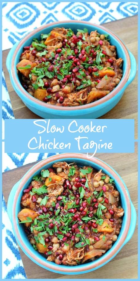 Slow Cooker Chicken Tagine with Sweet Potato Moroccan Chicken Tagine, Slow Cooker Moroccan Chicken, Chicken And Sweet Potato, Chicken Tagine, Tagine Recipes, Moroccan Chicken, Moroccan Spices, Slow Cooker Dinner, Healthy Slow Cooker