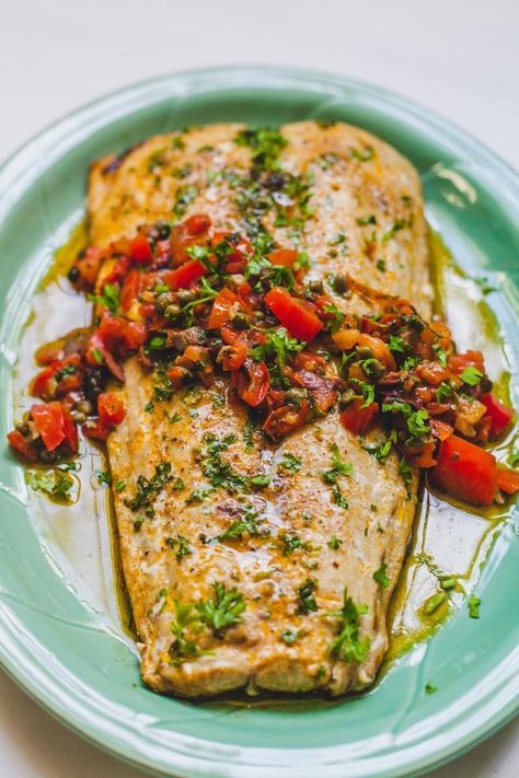 King Fish Roasted In Butter Served With A Delicious Provençale Sauce | Olive & Mango Kingfish Recipes, King Fish Recipe, Mackerel Recipes, Roast Fish, Pescatarian Recipes, Fish Recipe, Dinner Appetizers, Baked Fish, Minced Meat