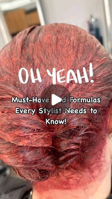 Diana Paulino on Instagram: "✨Searching for a red formula that truly pops? Here are four go-to formulas to create stunning, long-lasting red shades. Save this post and try these formulas on your clients for an unforgettable color transformation! 👇

✨ 1. Redken Shades EQ – Ruby Red (06RR) + Fireball (06AA)

	•	Formula: Mix equal parts 06RR and 06AA with Shades EQ Processing Solution.
	•	Result: A bold, high-shine red with rich ruby undertones.
	•	#RedkenRed #ShadesEQRed #BoldRed

✨ 2. L’Oréal Majirel – 5.62 Light Mahogany Red + 6.66 Intense Red

	•	Formula: Mix 1 part 5.62 with 1 part 6.66 and 20-volume developer.
	•	Result: A striking red with mahogany warmth, great for depth and vibrancy.
	•	#LorealMajirel #IntenseRed #RedHairFormula

✨ 3. Schwarzkopf Igora Royal – 6-88 Dark Blonde Red E Dark Red Hair Formula, Igora Vibrance Toner Formula, Intense Red Hair Color, Red Hair Formulas, Color Formulas, Matrix Color, Redken Shades, Hair Color Formulas, Red Shades