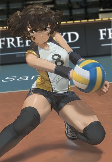 Volleyball Poses, Volleyball Anime, Japon Illustration, Sports Anime, 영감을 주는 캐릭터, Anime Outfits, Sport Girl, Girl Drawing, Manga Girl