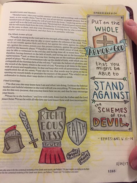 Bible Journaling, Ephesians 6:11-17 (Armor of God). Micron pen and colored pencil. Armor Of God Drawing, Armor Of God Doodle, Ephesians Coloring Pages, Ephesians 6 Bible Journaling, April Journaling, Ephesians Bible Journaling, Armor Of God Journaling, Bible Journaling Ephesians, Armor Of God Bible Journaling