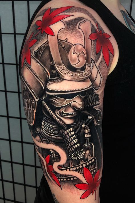 Tattoo uploaded by Jon Mesa • #Samurai #mapleleaves #halfsleeve #japanese • 1132166 • Tattoodo Tato Irezumi, Samurai Tattoos, Tato Nama, Japanese Warrior Tattoo, Samurai Tattoo Sleeve, Warrior Tattoo Sleeve, Samurai Warrior Tattoo, Japanese Tattoos For Men, Tattoo Japanese Style