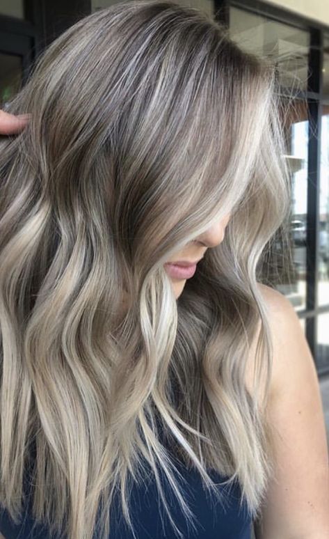 Natural Level 7 With Highlights, Ashy Blonde Hair Low Maintenance, Low Maintenance Hair Color Straight, Rooted Beige Blonde, Fall Transition Hair Color Blonde, Ash Blonde Color Melt, Ash Blonde Balayage With Highlights, Ash Blonde Hair With Dark Lowlights, Ash Blonde Full Highlights