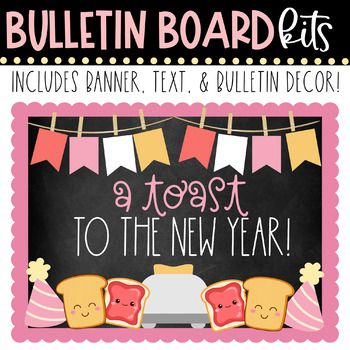 H E L L O !Happy New Year!  Introducing our Winter Season bulletin board kits- A TOAST TO THE NEW YEAR!  Have some fun in your classroom this winter with a special themed bulletin board display kit and celebrate the upcoming New Year in your classroom together.These kits are a great way to create a pretty & welcoming environment. They are easy to assemble and can be used year after year!Simplify your busy teacher life today!Simply download, print & enjoy :)Happy Decorating & Inspire Happy Holiday Bulletin Boards, New Year Preschool Bulletin Board Ideas, December Birthday Bulletin Boards, Silent Night Bulletin Board, Prek Winter Bulletin Board Ideas, New Years School Bulletin Board Ideas, Happy New Year Bulletin Board Ideas, Winter Break Countdown Classroom, Start Of School Year Bulletin Board