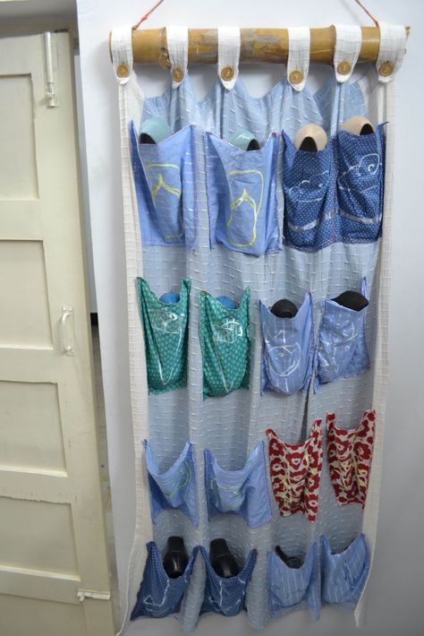 Kids Art Smock, Old Bed Sheets, Hanging Shoe Rack, Shoe Hanger, Ideal Closet, Hanging Shoes, Garden Tool Storage, Shoe Shelf, Cotton Clothes