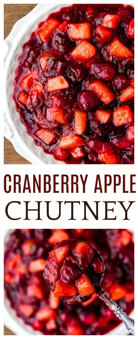 Cranberry Apple Chutney, Cranberry Chutney Recipe, Apple Chutney, Thanksgiving Appetizer Recipes, Cranberry Chutney, Cranberry Apple, Pork Chicken, Thanksgiving Recipes Side Dishes, Thanksgiving Dishes