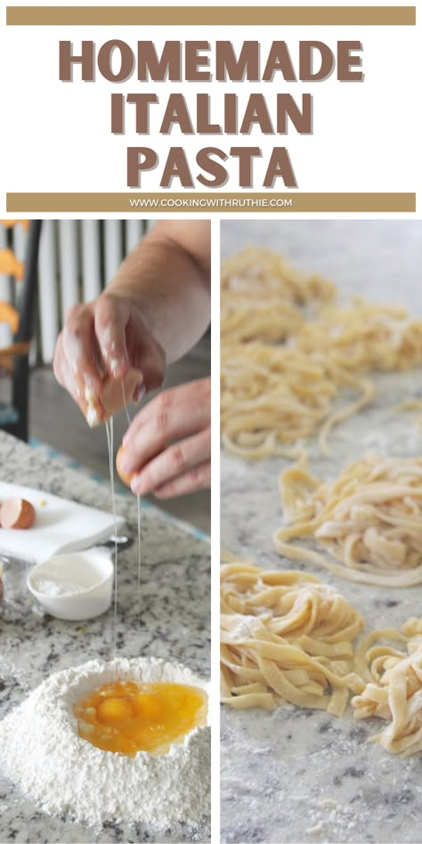 Unleash your inner pasta chef with our Homemade Italian Pasta Noodles Recipe! Learn the art of making perfect pasta from scratch with simple ingredients. Elevate your meals with the authentic taste and texture of homemade pasta. 🍝🇮🇹 #HomemadePasta #ItalianCooking #PastaLover #homemadepasta || cookingwithruthie.com Best Homemade Pasta Dough Recipe, Homemade Pasta 00 Flour, Cooking Fresh Pasta Noodles, Broad Noodles Recipe, Spaghetti Dough Recipe, Diy Noodles Pasta, Healthy Homemade Pasta Recipes, Italian Pasta Homemade, Homemade Pasta Lasagna