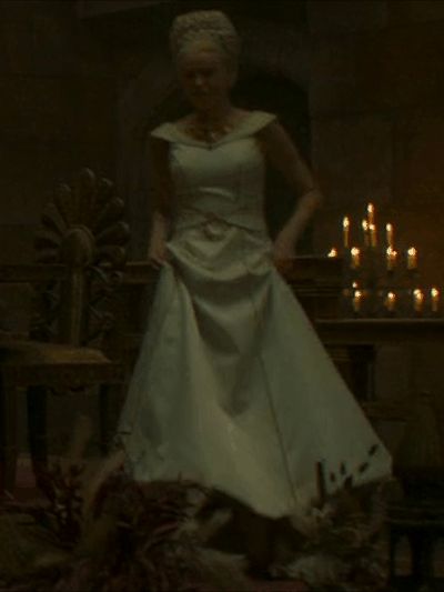 House of the Dragon + Costumes Rhaenyra Targaryen’s white & golden wedding dress in Season 01, Episode 05. Rhaenyra Targaryen White Dress, Rhaenyra White Dress, Rhaenyra Targaryen Wedding Dress, Rhaenyra Wedding Dress, Rhaenyra Targaryen Wedding, Rhaenyra Wedding, Aemma Arryn, Golden Wedding Dress, Game Of Thrones Outfits