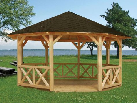 Joanna-Gazebo-Kit Open Gazebo, Large Gazebo, Diy Gazebo, Gazebo Roof, Hot Tub Gazebo, Gazebo Plans, Wooden Gazebo, Garden Pavilion, Backyard Gazebo