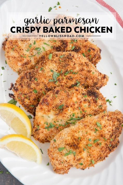 Crispy Baked Chicken Breast, Baked Chicken Breast Recipes, Parmesan Baked Chicken, Baked Garlic Parmesan Chicken, Bonefish Grill, Crispy Garlic, Chicken Baked, Chicken Tender, Crispy Baked Chicken