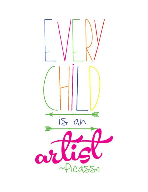 Download this adorable Every Child is an Artist Printable to turn into wall art, print on treat bags, and more. A great way to encourage your little artist. Every Child Is An Artist, Art Quotes Artists, Inspirational Quotes For Kids, Classroom Quotes, Free Printable Wall Art, Artist Quotes, Creativity Quotes, Preschool Art, Art Classroom