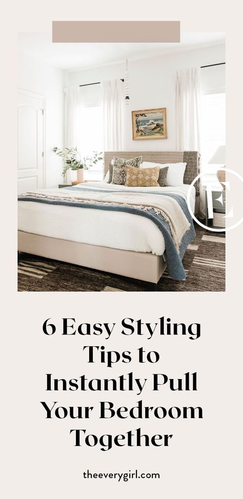 https://theeverygirl.com/bedroom-easy-styling-tips/ How To Style A Bedroom, Artificial Peonies Arrangement, Grown Up Bedroom, Bedroom Decorating Ideas, Hearth And Hand, Bedside Lighting, Household Decor, Bedroom Decorating, Vintage Bowls