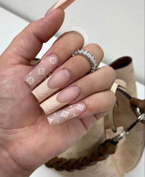 Louis Vuitton Nails, Dior Nails, Gucci Nails, Hippie Nails, Acrylic Nails Coffin Pink, Long Square Acrylic Nails, Man Hat, Pink Acrylic Nails, Square Acrylic Nails