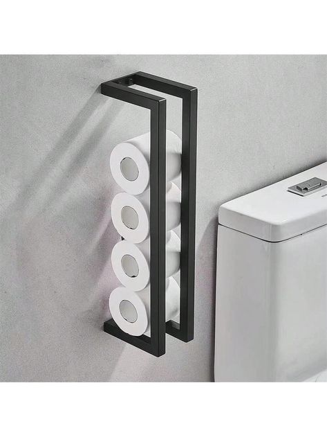 1pc Black Stainless Steel Toilet Paper Holder Bathroom Tissue Rack Wall Mounted Storage ShelfI discovered amazing products on SHEIN.com, come check them out! Wall Mounted Storage Shelves, Bath Towel Storage, Bathroom Soap Holder, Bathroom Tissue, Toilet Paper Storage, Black Towels, Bathroom Towel Bar, Stainless Steel Bathroom, Wall Mounted Toilet