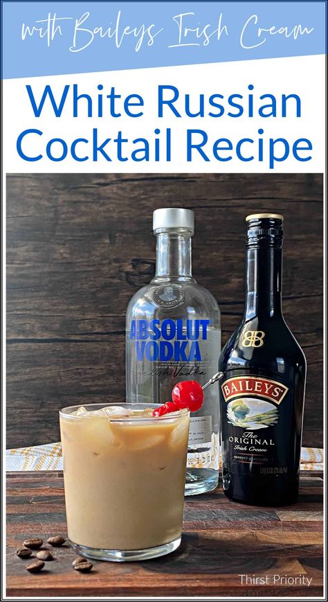 White Russian With Baileys, Baileys And Coffee Recipe, Baileys Vanilla Vodka Coffee Ice Cubes, White Russian Recipe Baileys, Bailey’s Drink Recipes, Cocktails With Baileys Irish Cream, Baileys And Vodka, Baileys Irish Cream Coffee, Kahlua Recipes