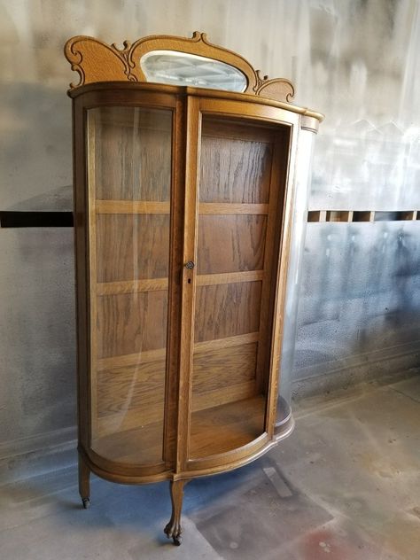 Oak Curio Cabinet Makeover, Curio Cabinet Redo, Stereo Cabinet Redo, Curio Cabinet Makeover, Antique China Cabinet, Glass Curio Cabinets, China Cabinet Makeover, Antique China Cabinets, Antique Storage