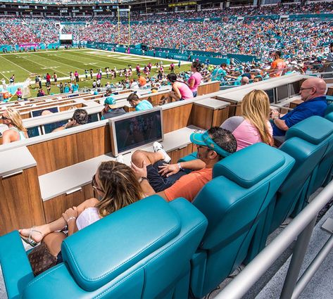 Miami Dolphins Stadium, Hard Rock Stadium, Ancient Indian Architecture, Stadium Design, Stadium Seats, Vip Room, Sports Arena, Sports Complex, Food And Beverage