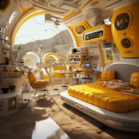 Cozy Futuristic Interior, Soviet Interior Design, Cyberpunk Environment, Space Rooms, Wallpaper Universe, Sci Fi Room, Scifi Design, Scifi Interior, Spaceship Interior