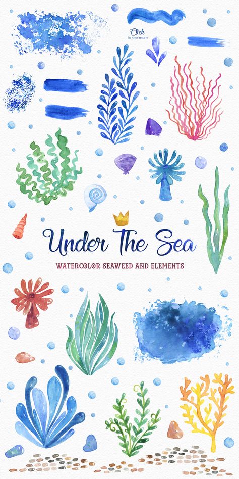 Ocean Friends Watercolor Clipart by LeMagiqueBoutique on @creativemarket Under The Sea Watercolor, Friends Watercolor, Ocean Drawing, Pretty Paintings, Ocean Friends, Sea Watercolor, Underwater Painting, Look Wallpaper, 귀여운 음식 그림