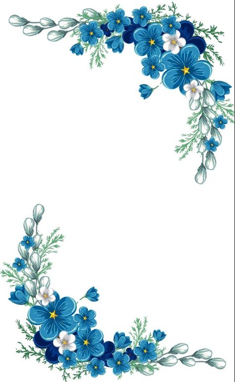 Blue Frame Border Design, Blue Flower Border Frame, Blue Flower White Background, Wedding Flower Frame, Blue Flower Frame, Blue Border Design, Blue Flower Border, Blue Flower Tattoos, Blue Flowers Background