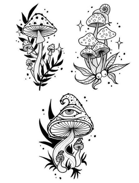 Mushroom Tattoo Ideas For Men, Tattoo Flash Sheet Mushroom, Mushroom With Crystals Tattoo, Mushroom Tattoo Drawing, Mystical Mushroom Tattoo, Traditional Mushroom Tattoo Flash, Mushroom Art Tattoo, Flash Tattoo Mushroom, Mushroom Botanical Tattoo