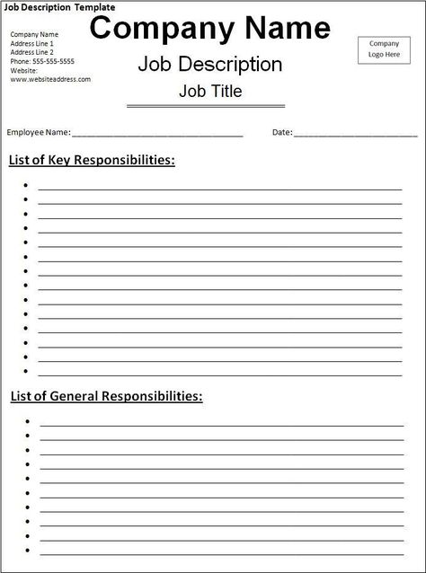 Job Description Template Estimate Template, Job Description Template, Advertising Graphics, Job Application Form, Service Jobs, Word Templates, Free Word, Form Template, Spreadsheet Template