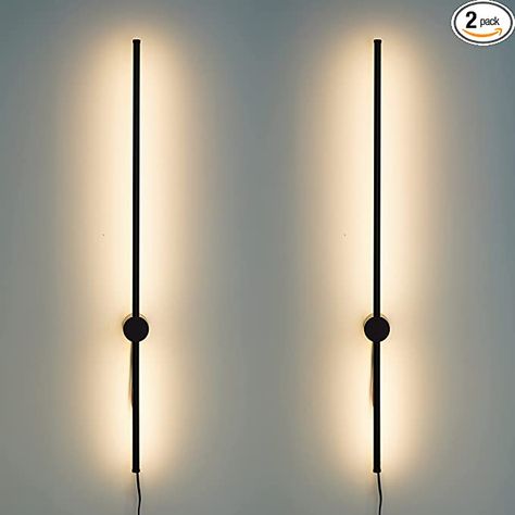 OIYIO Dimmable Modern Plug in Wall Sconce Set of 2 Matte Black LED Wall Light with Plug in Cord Switch Dimmable 39.4 inches Dimming Wall Lamp for Modern Decorative Background Lighting - - Amazon.com Pipe Wall Lamp, Plug In Wall Lamp, Black Wall Lights, Plug In Wall Lights, Bar Led, Wall Lamps Bedroom, Modern Wall Sconces, Simple Lighting, Led Wall Lamp