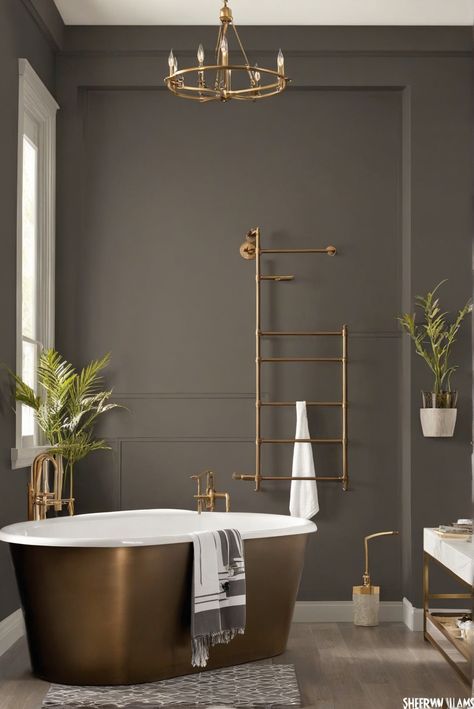 Urbane Bronze, Sherwin Williams, 2024 Revamp, interior design Urbane Bronze Color Palette, Sherwin Williams Urbane Bronze, Urbane Bronze Sherwin Williams, Bronze Living Room, Bronze Color Palette, Interior Design Colorful, Bronze Bedroom, Urbane Bronze, Urban Bronze