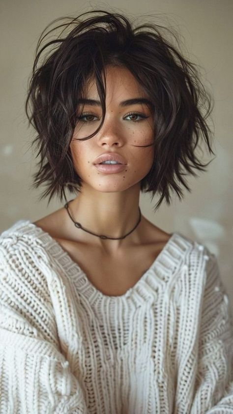 Eat Length Hair, Short Uneven Haircut, Portrait References, Bob Cuts, Choppy Hair, Messy Short Hair, Short Layered, Edgy Short Hair, Haircuts For Medium Hair