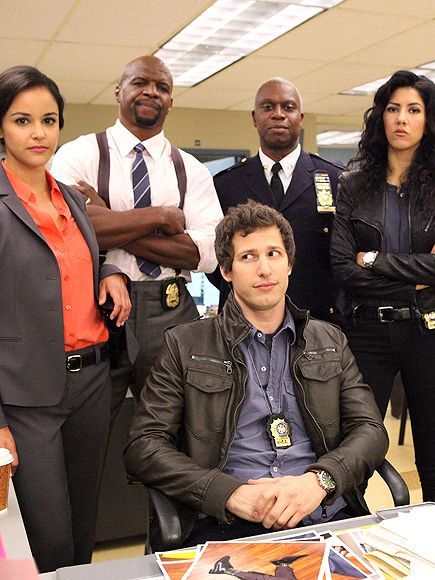 Melissa Fumero, Terry Crews, Andre Braugher, Stephanie Beatriz & Andy Samberg Brooklyn 99 Cast, Brooklyn Nine Nine Funny, Jake And Amy, Brooklyn Home, Brooklyn 9 9, Stephanie Beatriz, Jake Peralta, Terry Crews, Andy Samberg