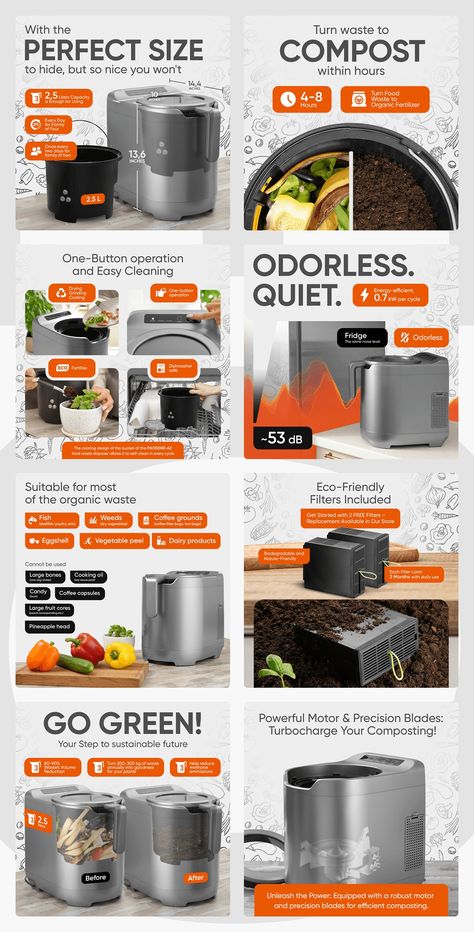 Amazon listing design | Electric Kitchen Composter :: Behance Amazon Listing Design Template, Amazon Listing Images Design, A+ Content Amazon Design, A+ Content Amazon, Amazon A+ Content, Amazon Product Listing Design, Amazon Listing Design, Kv Design, Amazon Listing Images