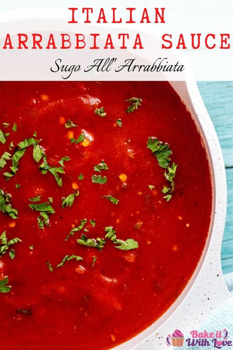 Tasty Italian arrabbiata sauce is a flavorful tomato-based sauce with a spicy kick from the addition of plenty of crushed red pepper flakes! It's a fantastic sauce to use with so many dishes - or to take your spaghetti night to the next level! BakeItWithLove.com #bakeitwithlove #arrabbiatasauce #sugoallarrabbiata Tomato Based Pasta Sauce, Spaghetti Night, Arrabiata Sauce, Arrabbiata Sauce, Noodle Pasta, Italian Tomato Sauce, Toasted Ravioli, Red Sauce Pasta, Roasted Tomato Sauce