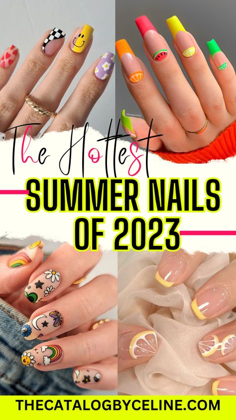 The Hottest Summer Nails of 2023 - Don't Miss # 35! Summer Nails 2023 | Summer Nails Fun Nails Summer 2023, Summer 2023 Nail Art, Bright Tipped Nails, Short Summer Nails 2023 Gel, Cute Summer Nail Designs For Short Nails, Trendy Nail Art Designs 2023 Summer, Hottest Nail Trends 2023, Bright Color Nail Designs Summer, Fun Summer Short Nails