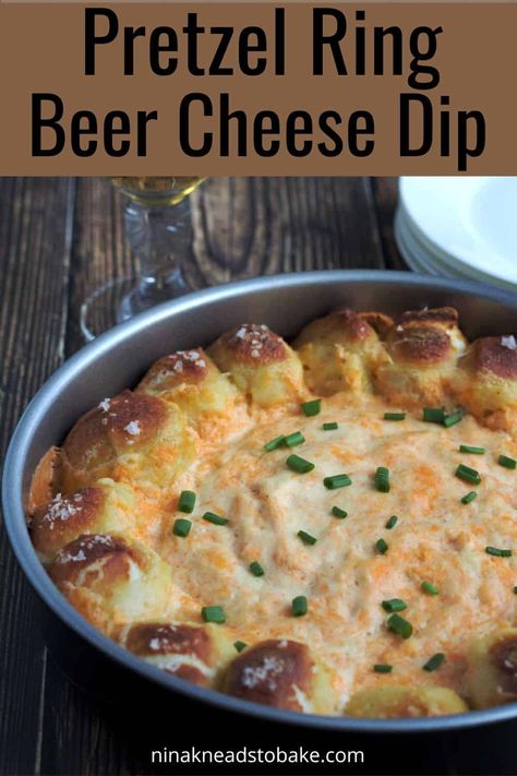 Elevate your next party with this creamy, cheesy dip that’s both tangy and flavourful. Made with cheddar, mozzarella, cream cheese, Dijon mustard, Worcestershire sauce, chives, garlic powder, and pale ale beer, it pairs perfectly with homemade pretzel bites. The pretzel bites are baked with the sauce to make an easy, cheesy dip that is sure to impress! Pretzel Ring Beer Cheese Dip, Pretzel Beer Cheese Dip, Pretzel Beer Cheese, Homemade Pretzel Bites, Mustard Pretzels, Homemade Pretzel, Beer Mustard, Pretzel Cheese, Beer Cheese Dip