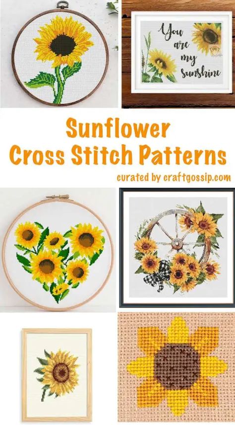 Sunflower Cross Stitch, Cross Stitch Sunflower, Free Cross Stitch Designs, Autumn Cross Stitch Patterns, Unique Cross Stitch, Cross Stitch Tutorial, Candles Diy, Cross Stitch Supplies, Diy Candle