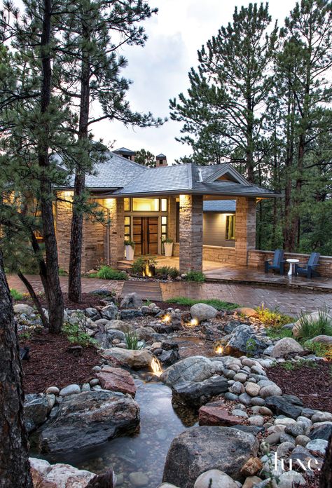 Colorado Landscaping, Evergreen Landscape, Pathway Landscaping, Pond Landscaping, Backyard Water Feature, Estate Garden, House Yard, Yard Project, Colorado Homes