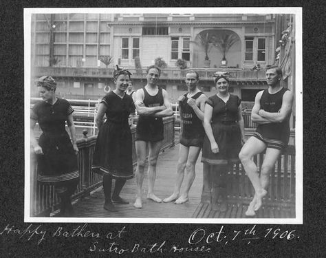 Happy Bathers at Sutro Bath House, San Francisco. 1906 Cliff House San Francisco, Sutro Baths San Francisco, San Francisco Beach, Old San Francisco, Sutro Baths, The Art Of Love, Vintage San Francisco, Bathing Costumes, Pool Chlorine