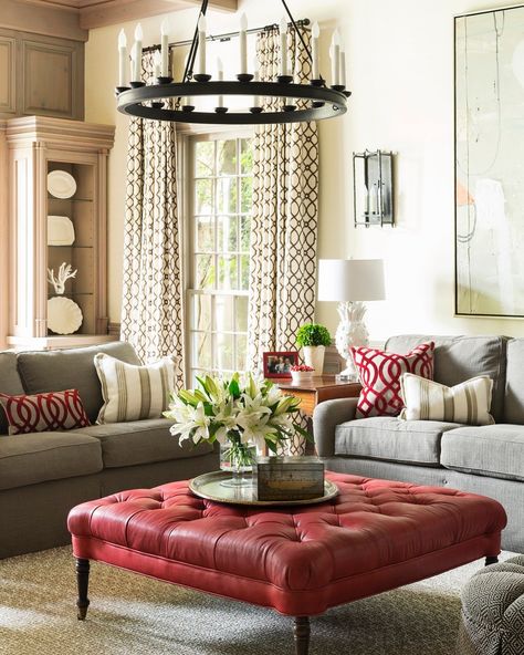 Red accents living room