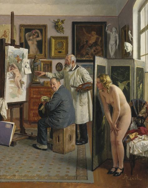 Adolf Reich | IM KÜNSTLERATELIER (IN THE ARTIST'S STUDIO) | MutualArt August Sander, Oil Painting Woman, Albert Bierstadt, Propaganda Art, Artists And Models, Auguste Rodin, Artist Models, Alphonse Mucha, Global Art